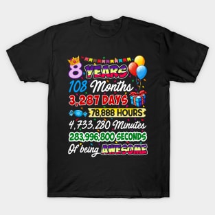 8 Years Old Being Awesome 8th Birthday T-Shirt